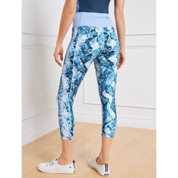 T by Talbots Womens Performance Interlock Leggings in Python Snake Blue Sz MP - Picture 13 of 13